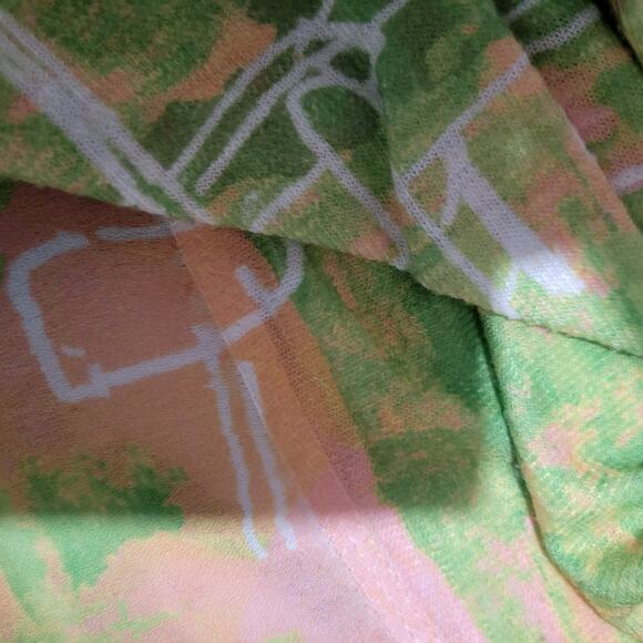 Inoah Dress Green Jersey T Shirt Lagenlook Doodle Print Artsy Pastel Size Small - Picture 9 of 13